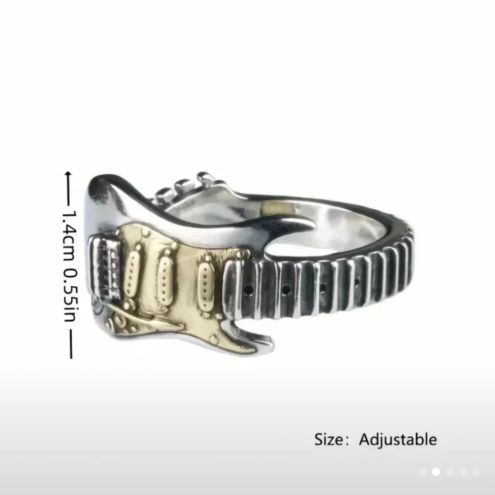 Boho Rocker Guitar Spoon Ring #841 - Picture 3 of 6